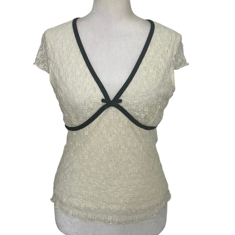 Thirty Thirty Y2K Babydoll Lace Coquette Top Bow Lingerie L Going Out Indie M - Picture 2 of 13